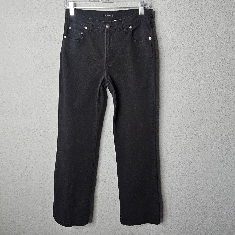 Jordache Black Jeans Womens 9 - 10 Straight‎ Leg Mid Rise Classic Stretchy